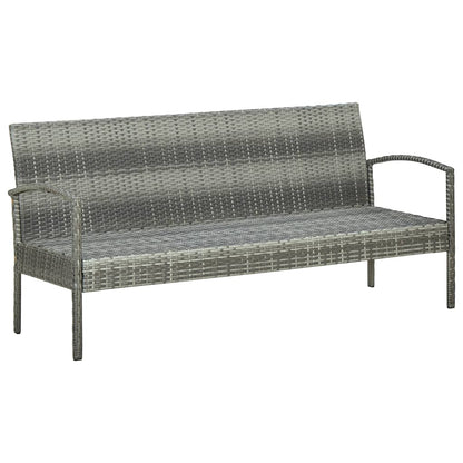 Divano da Giardino a 3 Posti con Cuscini in Polyrattan Grigio | homemem39