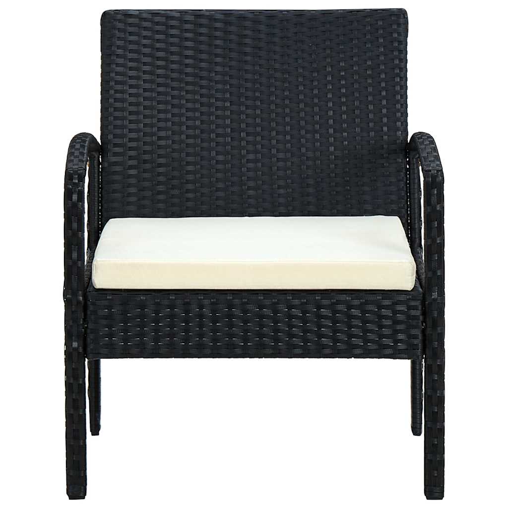 Sedia da Giardino con Cuscino in Polyrattan Nero | homemem39