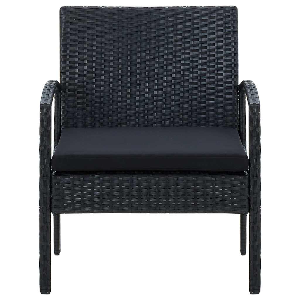 Sedia da Giardino con Cuscino in Polyrattan Nero | homemem39