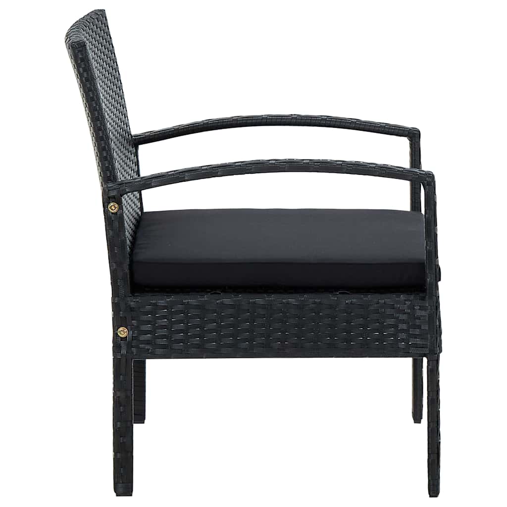 Sedia da Giardino con Cuscino in Polyrattan Nero | homemem39