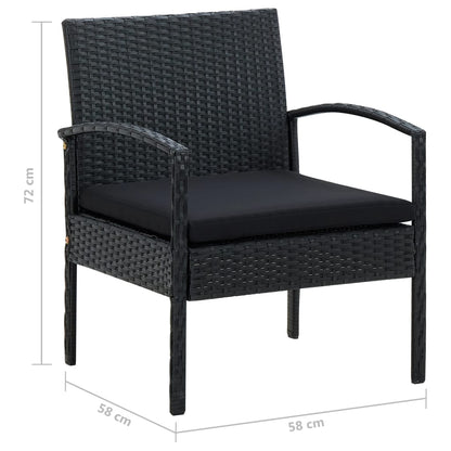Sedia da Giardino con Cuscino in Polyrattan Nero | homemem39