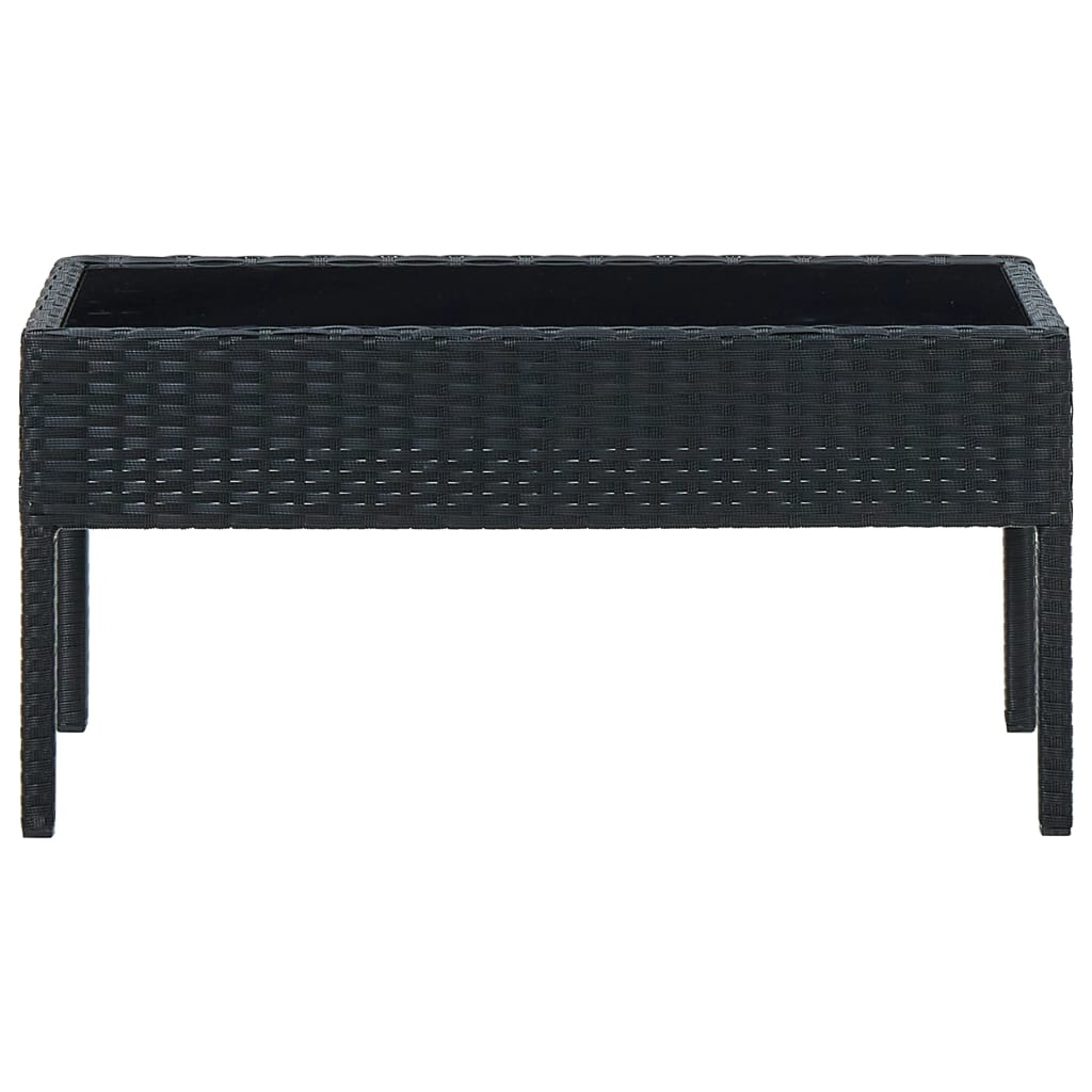 Tavolo da Giardino Nero 75x40x37 cm in Polyrattan