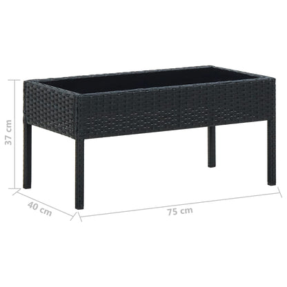 Tavolo da Giardino Nero 75x40x37 cm in Polyrattan