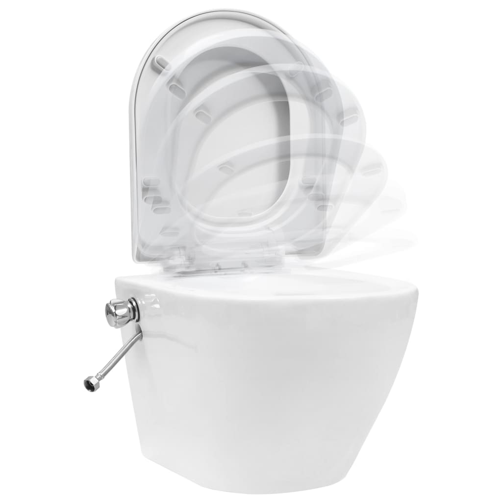 Toilette senza Bordo Sospesa con Funzione Bidet Ceramica Bianca - homemem39