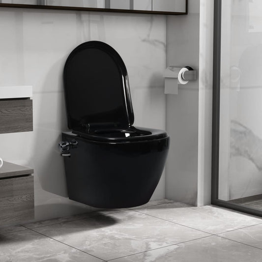 Toilette senza Bordo Sospesa con Funzione Bidet Ceramica Nera - homemem39