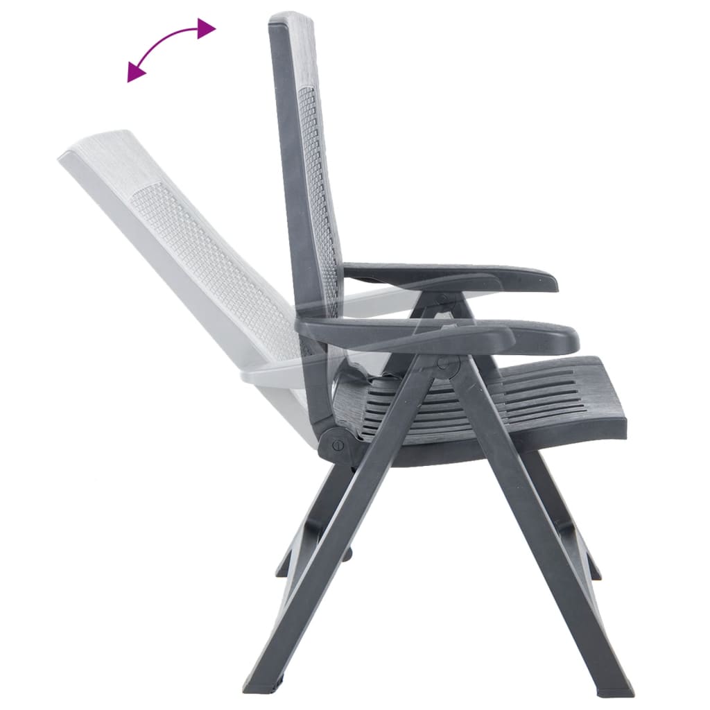 Sedie da Giardino Reclinabili 2 pz in Plastica Antracite | homemem39