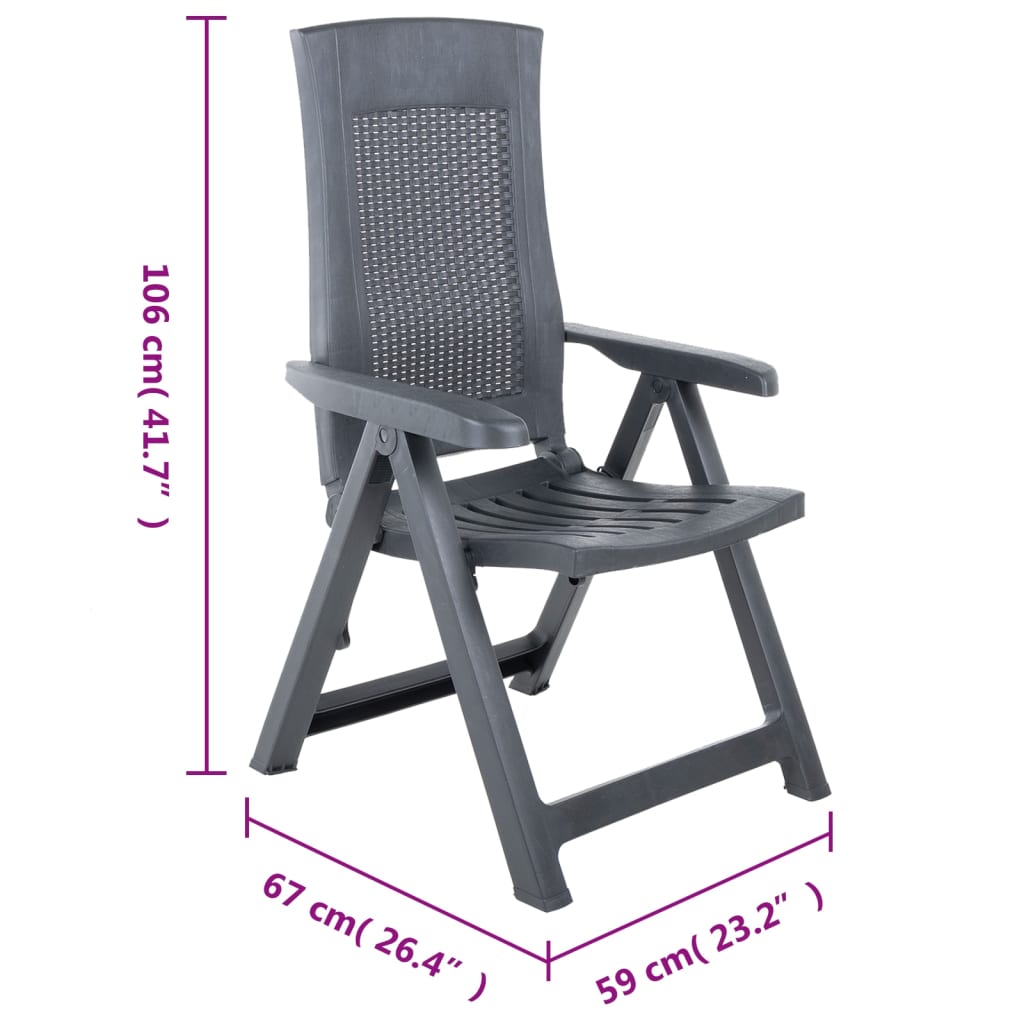 Sedie da Giardino Reclinabili 2 pz in Plastica Antracite | homemem39