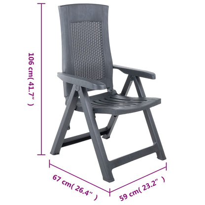 Sedie da Giardino Reclinabili 2 pz in Plastica Antracite | homemem39