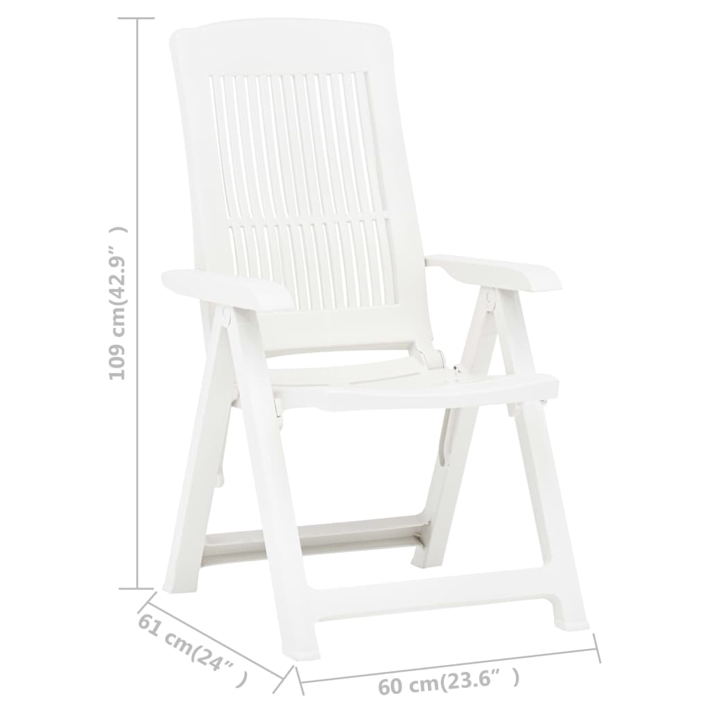 Sedie Reclinabili da Giardino 2 pz in Plastica Bianca