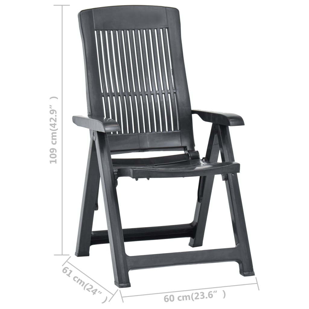 Sedie da Giardino Reclinabili 2 pz in Plastica Antracite | homemem39