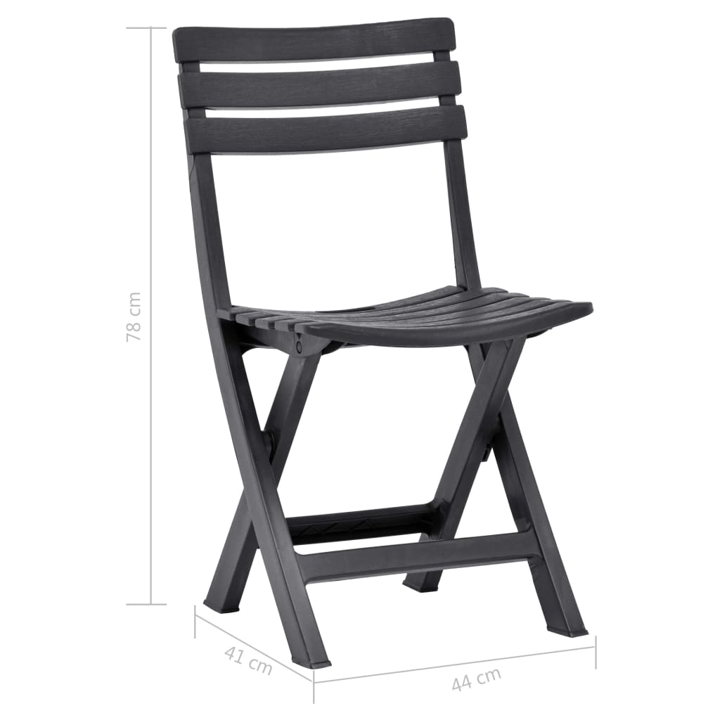 Sedie da Giardino Pieghevoli 2 pz in Plastica Antracite | homemem39
