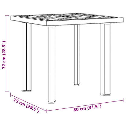 White Garden Table 78x75x72 cm in Plastic