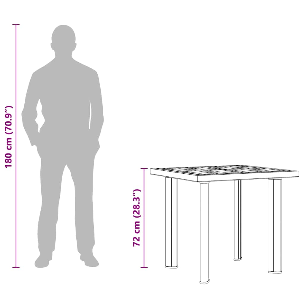Tavolo da Giardino Verde 80x75x72 cm in Plastica