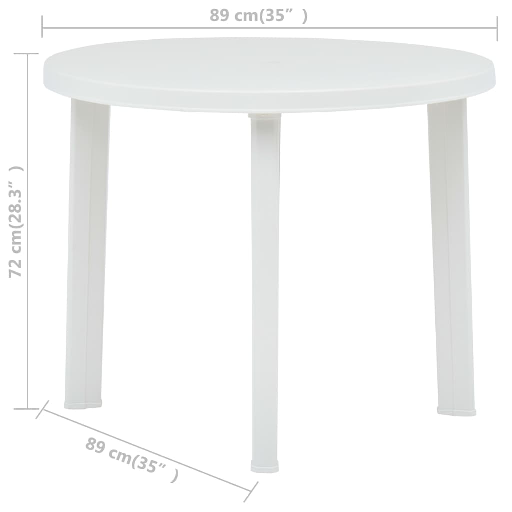 Tavolo da Giardino Bianco 89 cm in Plastica | homemem39