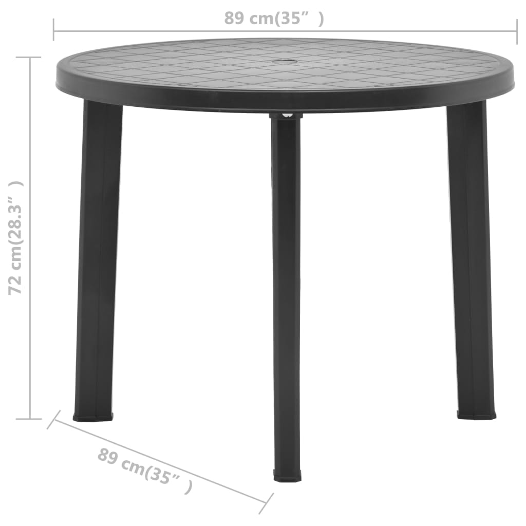 Tavolo da Giardino Antracite 89 cm in Plastica - homemem39