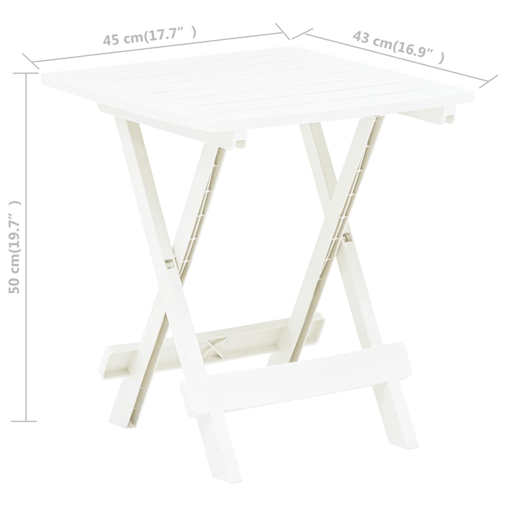 Tavolo da Giardino Pieghevole Bianco 45x43x50 cm in Plastica | homemem39