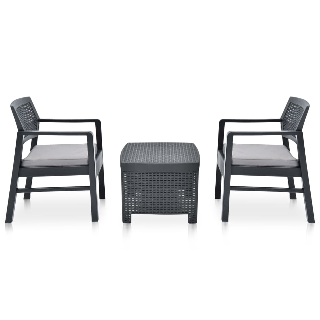 Set Salotto da Giardino 3 pz in Plastica Antracite | homemem39