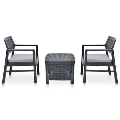 Set Salotto da Giardino 3 pz in Plastica Antracite | homemem39