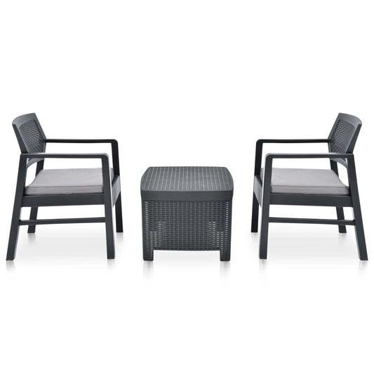 Set Salotto da Giardino 3 pz in Plastica Antracite | homemem39