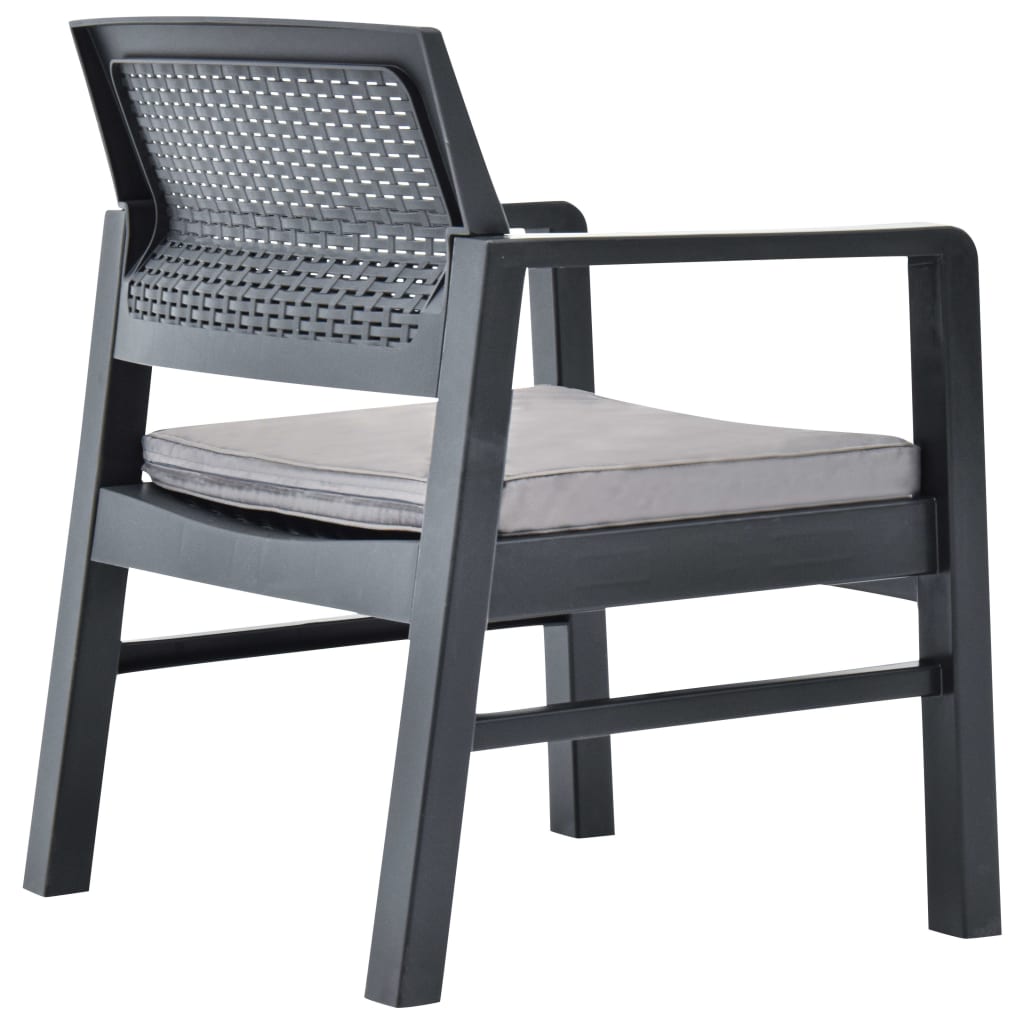 Set Salotto da Giardino 3 pz in Plastica Antracite | homemem39