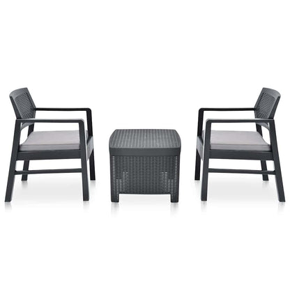 Set Salotto da Giardino 3 pz in Plastica Antracite