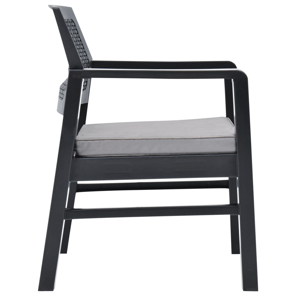 Set Salotto da Giardino 3 pz in Plastica Antracite | homemem39