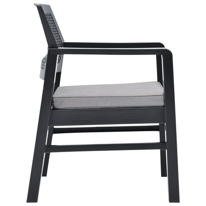 Set Salotto da Giardino 3 pz in Plastica Antracite