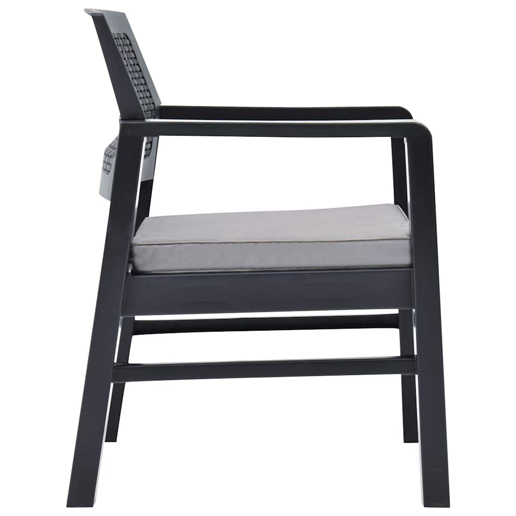 Set Salotto da Giardino 3 pz in Plastica Antracite