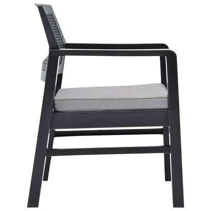 Set Salotto da Giardino 3 pz in Plastica Antracite