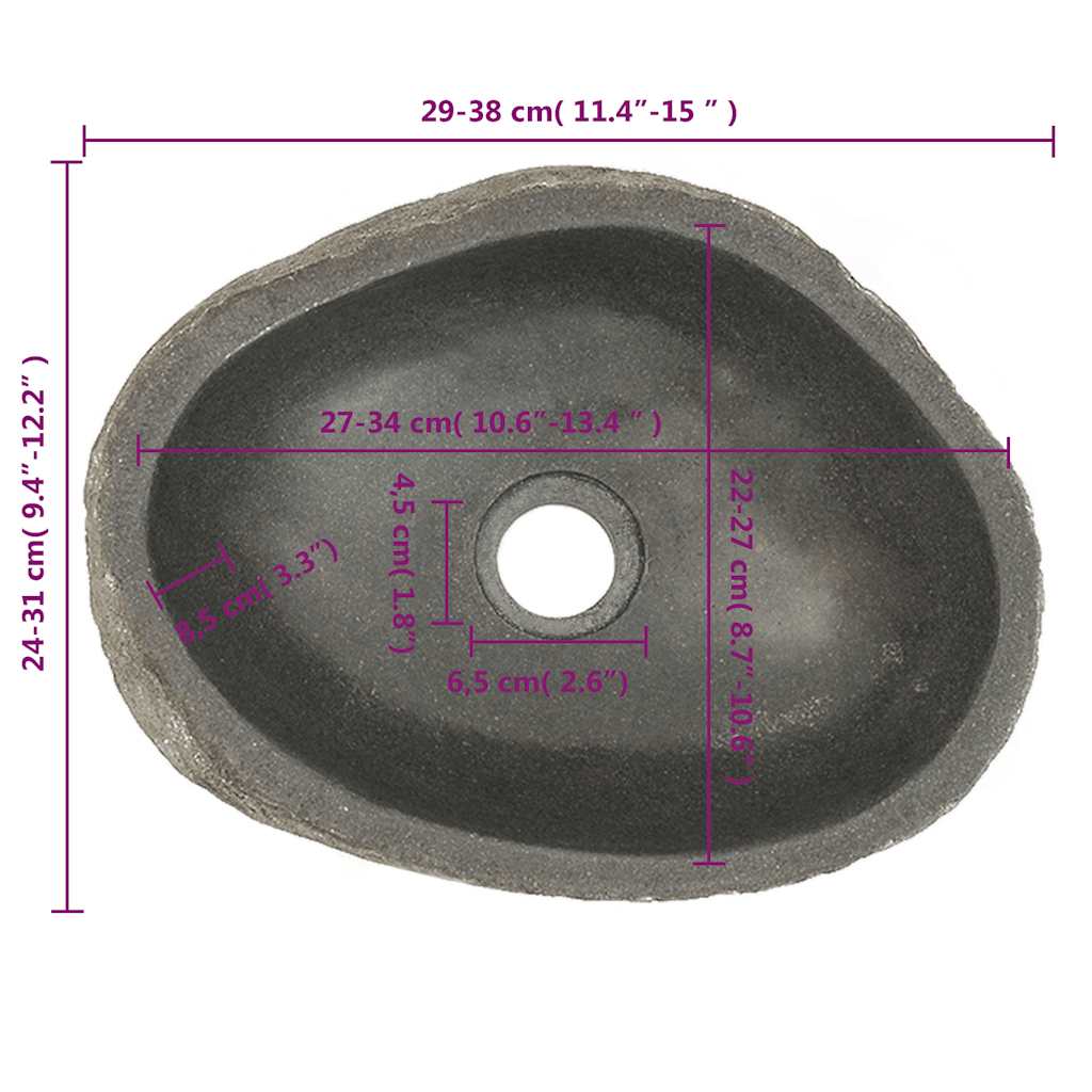 Lavandino in Pietra di Fiume Ovale (29-38)x(24-31) cm - homemem39