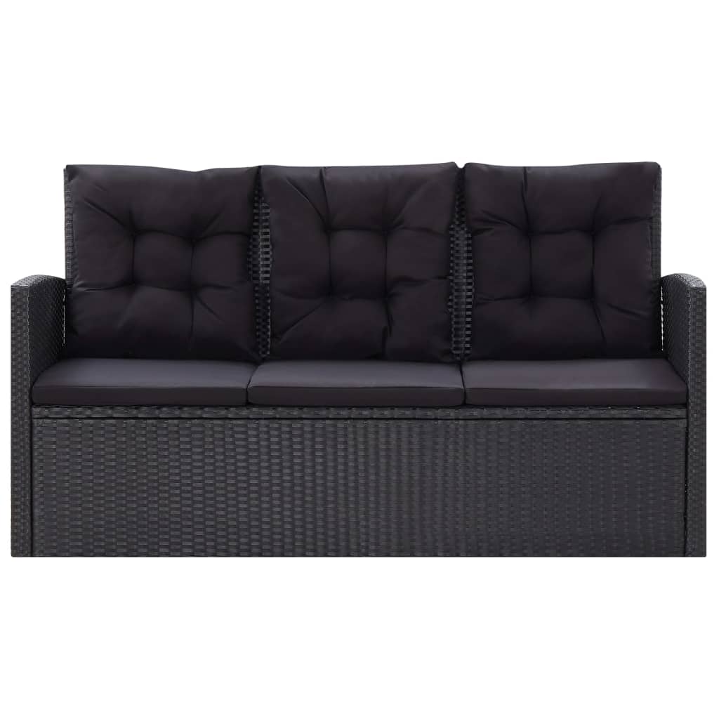 Set Divani da Giardino 6 pz con Cuscini in Polyrattan Nero | homemem39