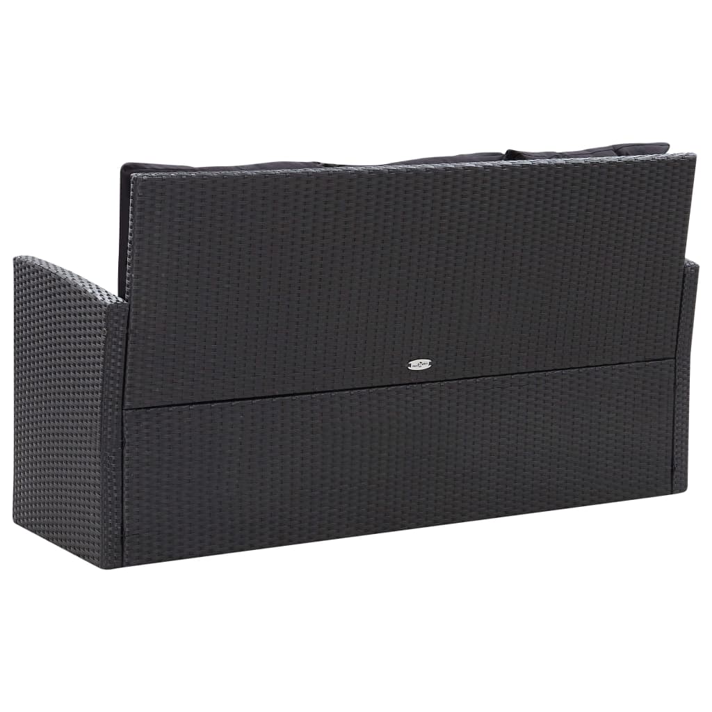 Set Divani da Giardino 6 pz con Cuscini in Polyrattan Nero | homemem39