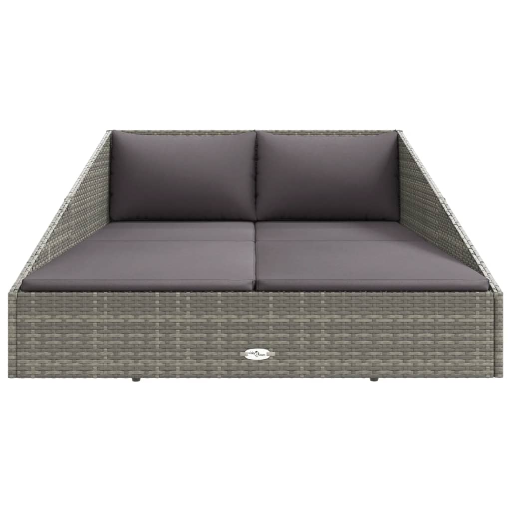 Lettino da Giardino Grigio 110x200 cm in Polyrattan - homemem39