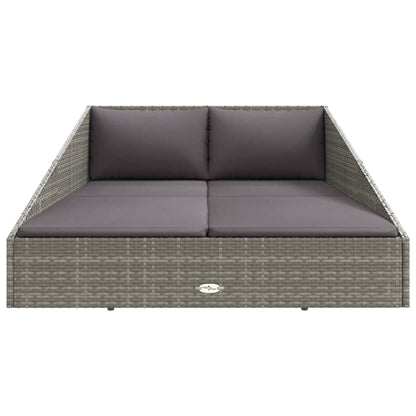 Lettino da Giardino Grigio 110x200 cm in Polyrattan - homemem39