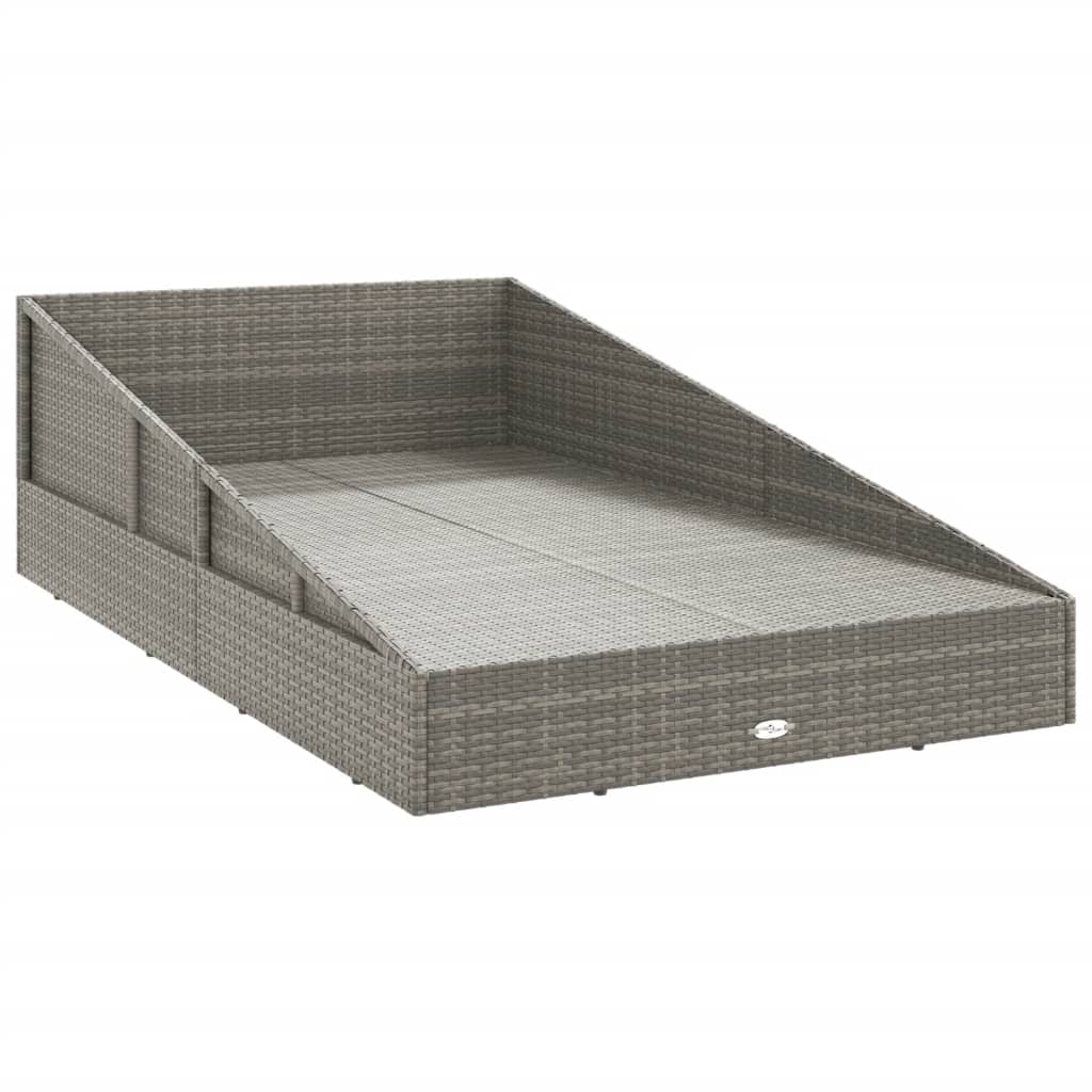 Lettino da Giardino Grigio 110x200 cm in Polyrattan - homemem39