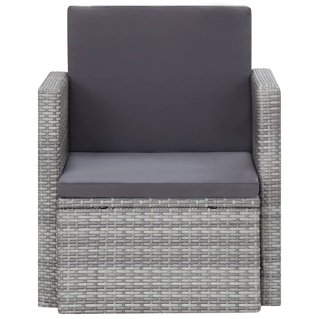 Sedia da Giardino con Cuscini in Polyrattan Grigio - homemem39