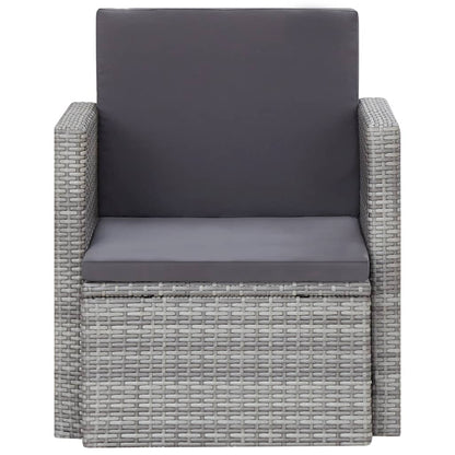 Sedia da Giardino con Cuscini in Polyrattan Grigio - homemem39