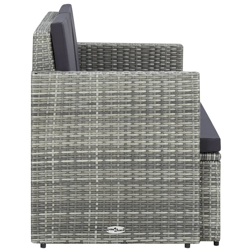 Divano da Giardino a 2 Posti con Cuscini Grigio in Polyrattan - homemem39