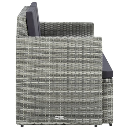Divano da Giardino a 2 Posti con Cuscini Grigio in Polyrattan - homemem39