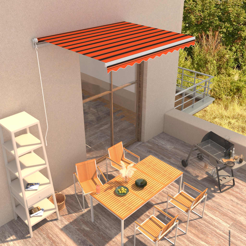 Tenda da Sole Retrattile Manuale 300x250 cm Arancione e Marrone | homemem39