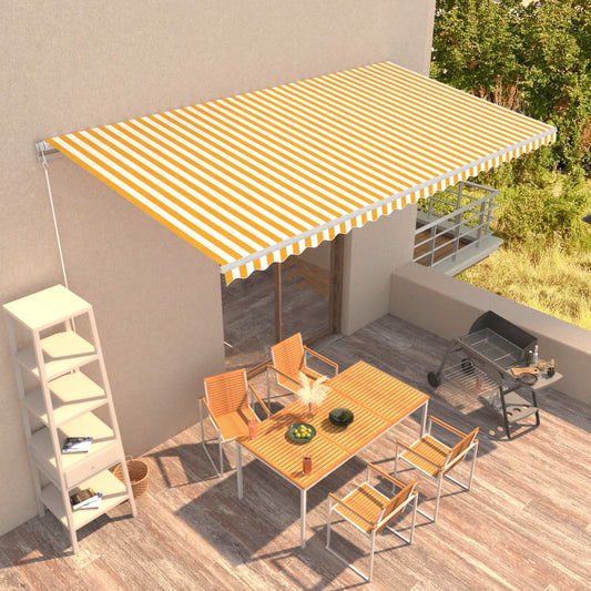 Manual Retractable Awning 600x300 cm Yellow and White