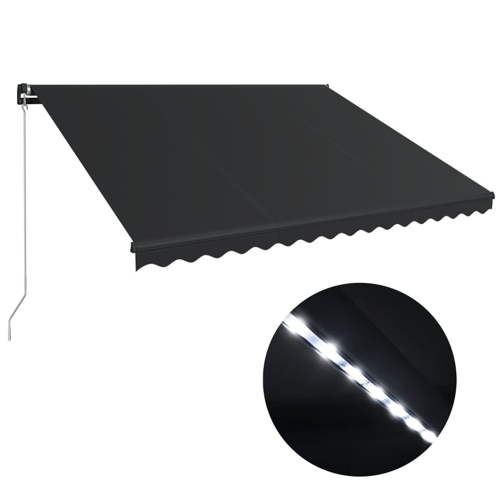 Tenda da Sole Retrattile Manuale con LED 450x300 cm Antracite