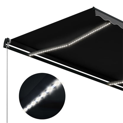 Tenda da Sole Retrattile Manuale con LED 600x300 cm Antracite