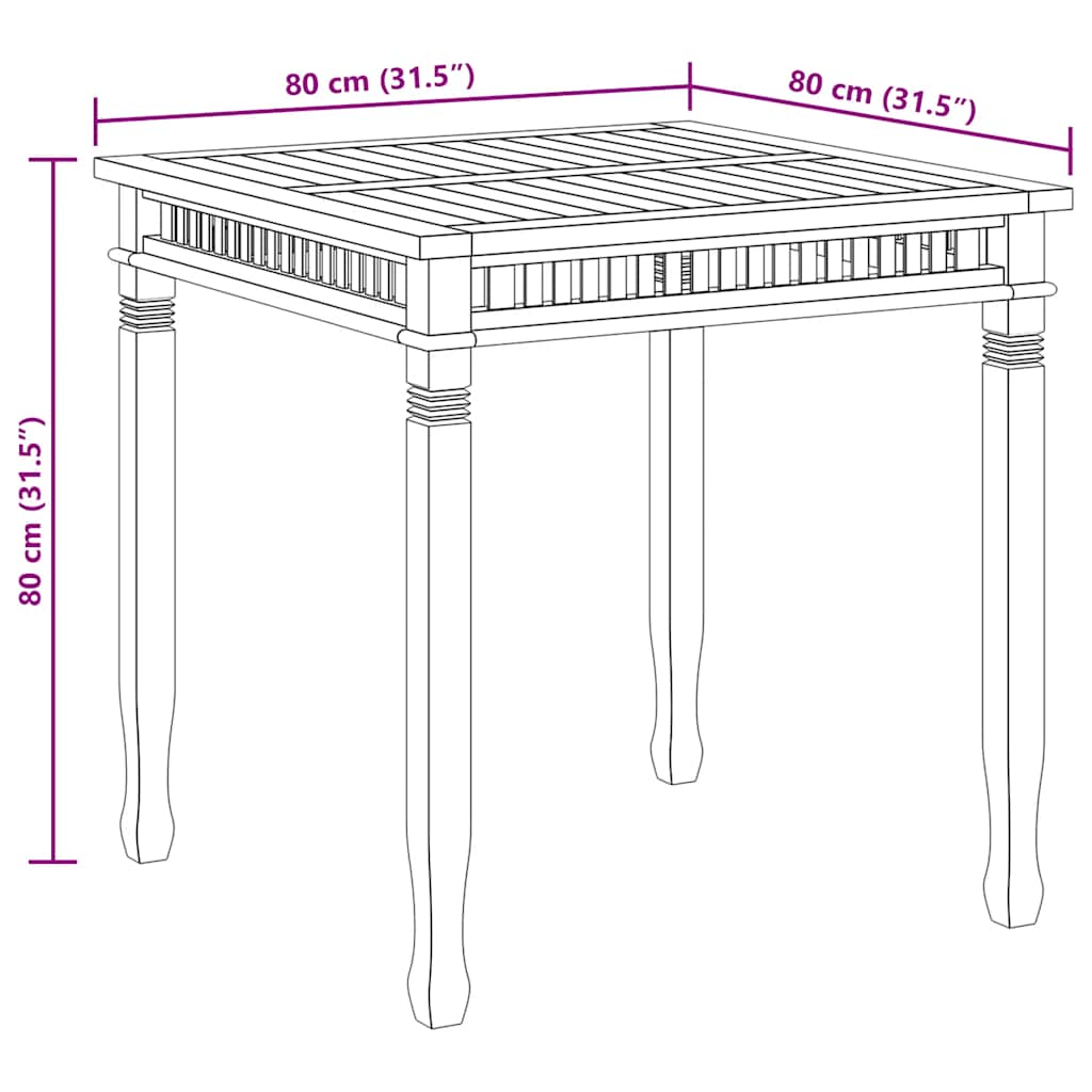 Tavolo da Pranzo per Giardino 80x80x80 cm in Massello di Teak