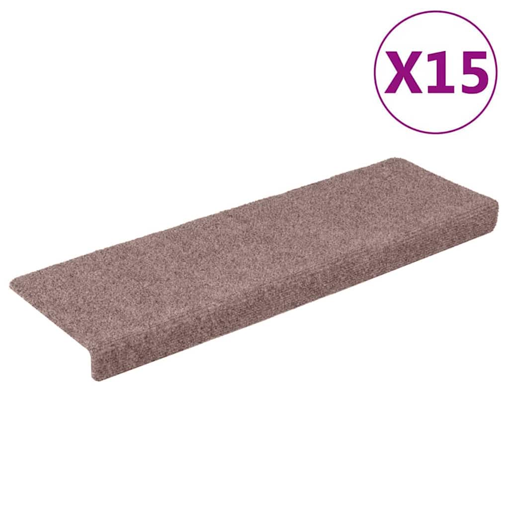 Tappetini per scale autoadesivi 15 pz 65x21x4 cm Crema Bordo rettangolare - homemem39