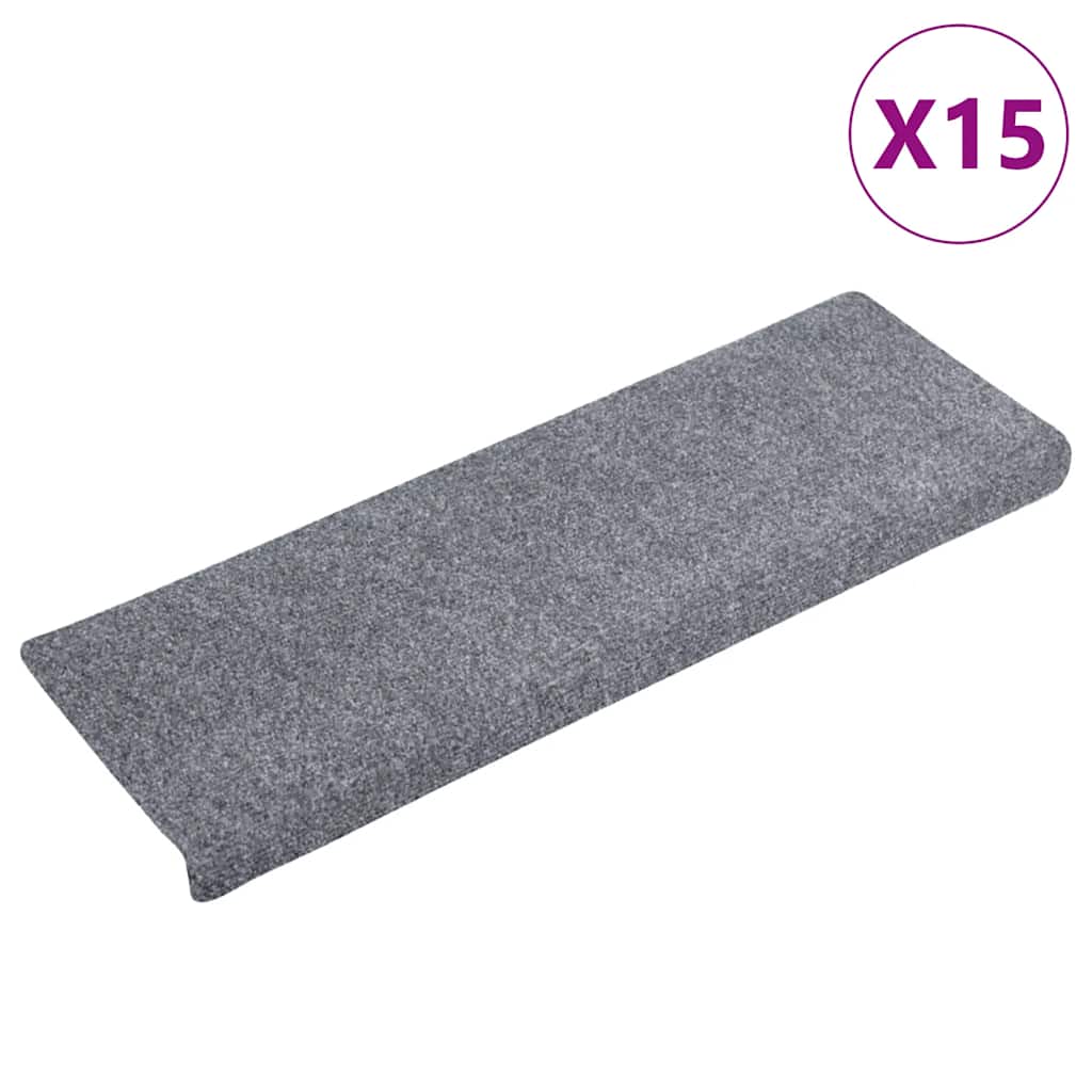 Tappetini per scale autoadesivi 15 pz 65x21x4 cm Grigio chiaro bordo rettangolare - homemem39