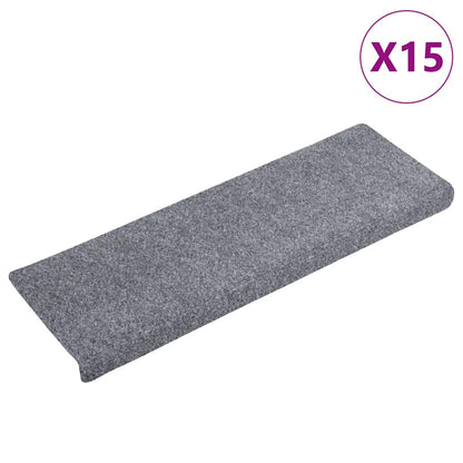 Tappetini per scale autoadesivi 15 pz 65x21x4 cm Grigio chiaro bordo rettangolare - homemem39