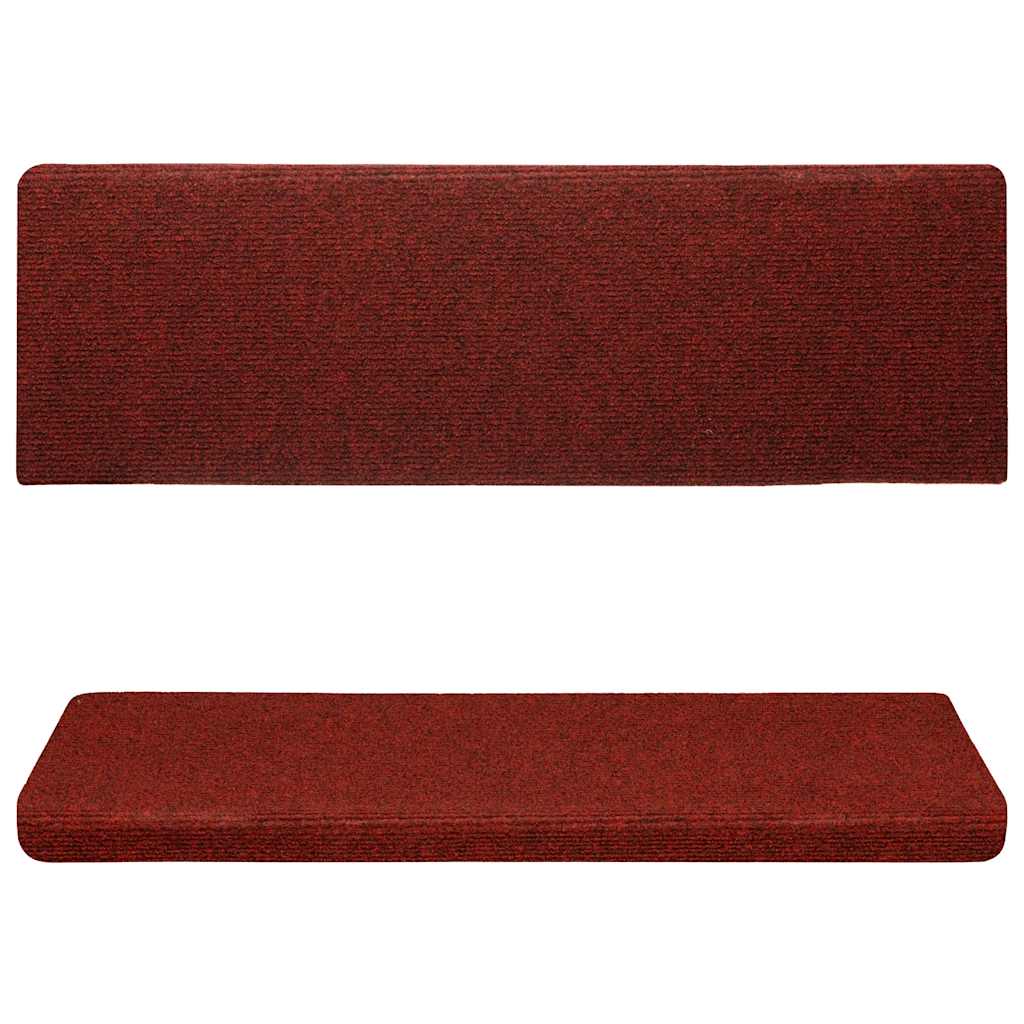 Tappetini per scale autoadesivi 15 pz 65x21x4 cm Bordeaux Rosso Bordo rettangolare - homemem39