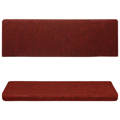 Tappetini per scale autoadesivi 15 pz 65x21x4 cm Bordeaux Rosso Bordo rettangolare - homemem39