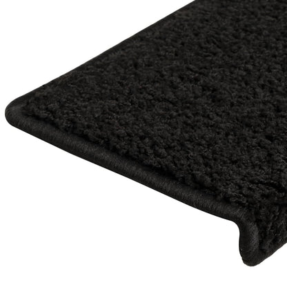 Tappetini per scale 15 pz 65x21x4 cm Nero Bordo rettangolare